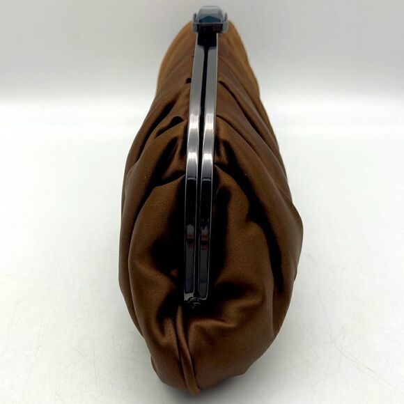 Kate Landry Satin Chocolate Pleated Clutch/Crossbody Bag Like New - Picture 3 of 9